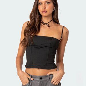 Edikted Black Juno Corset Zip Up Top S NWOT